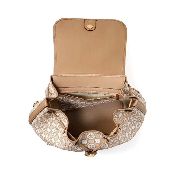 New Kate Spade Flower Monogram Coated Canvas Medium Backpack Natural Multi - Picture 5 of 5